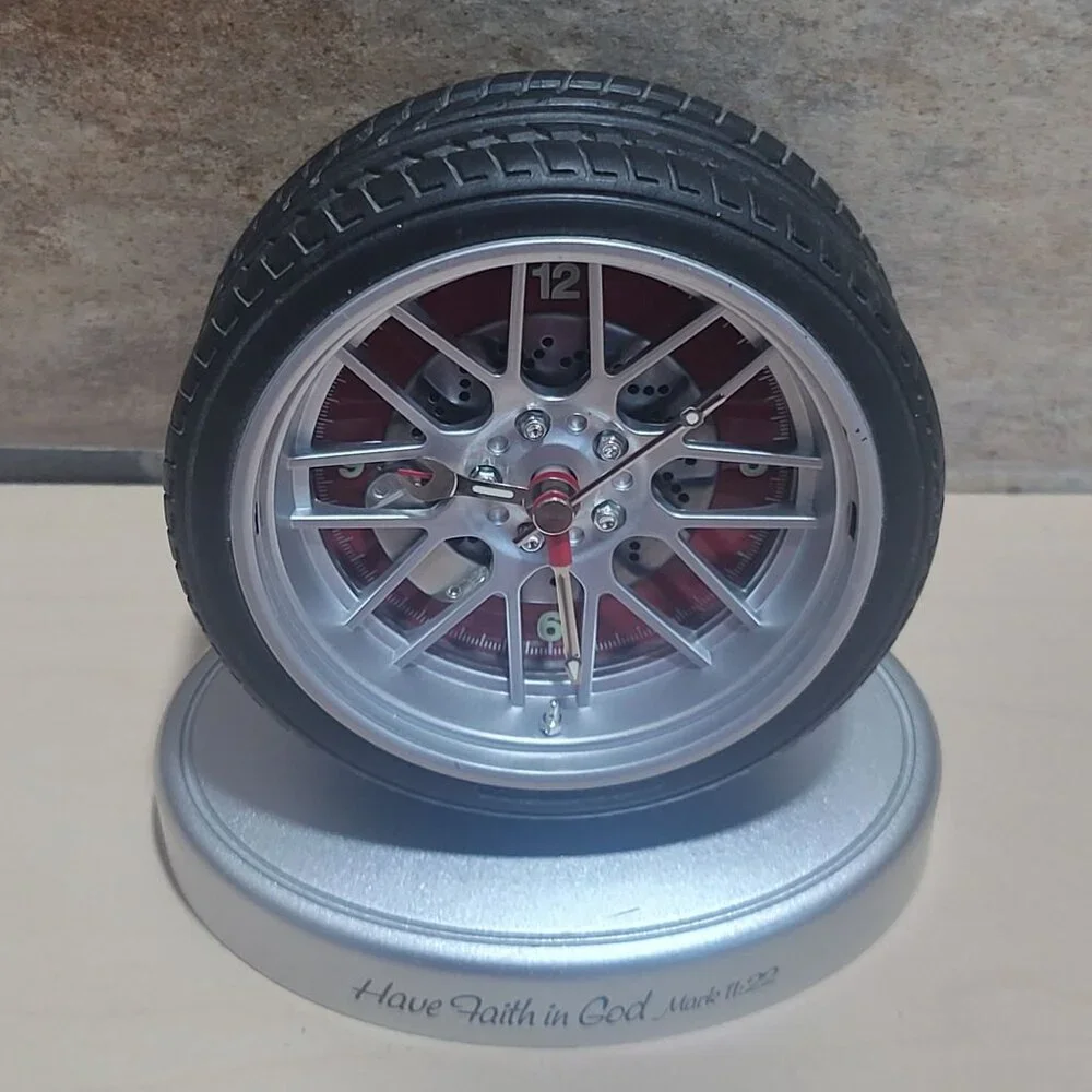 Tire Shaped Desk Alarm Clock Missing Bottom Battery Cover